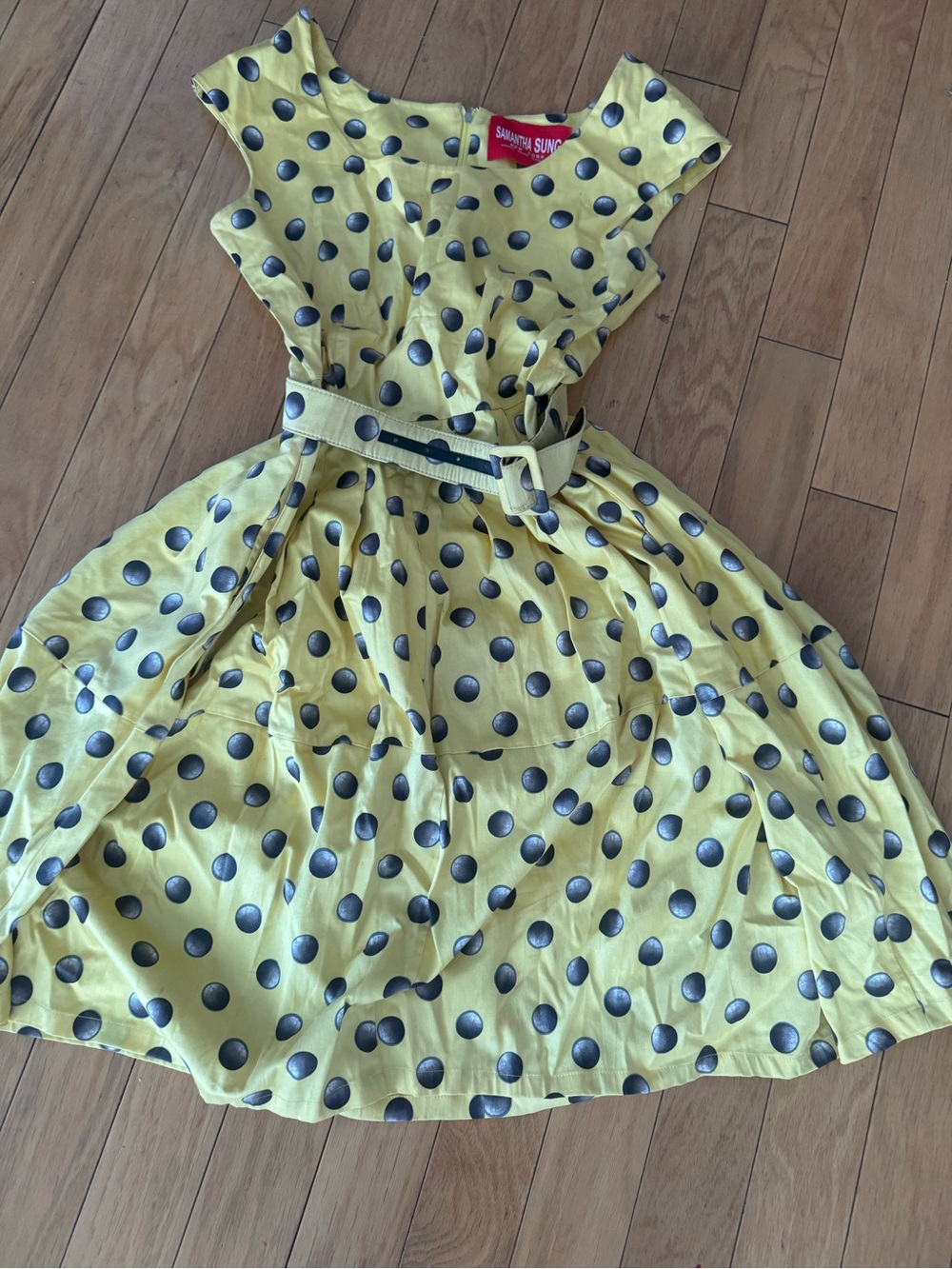 Sunny Sundays Girls' Yellow Polka Dot Fit & Flare Dress Samantha sung